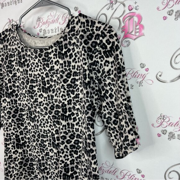Company Ellen Tracy top shirt cheetah Leopard Print Top with 3/4 Sleeves - Picture 4 of 7